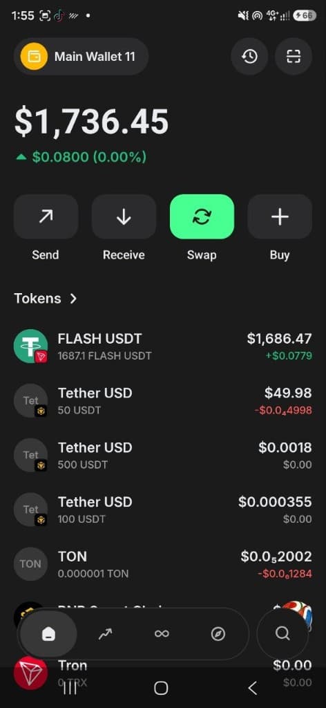 1M USDT TRC20 Flash wallet