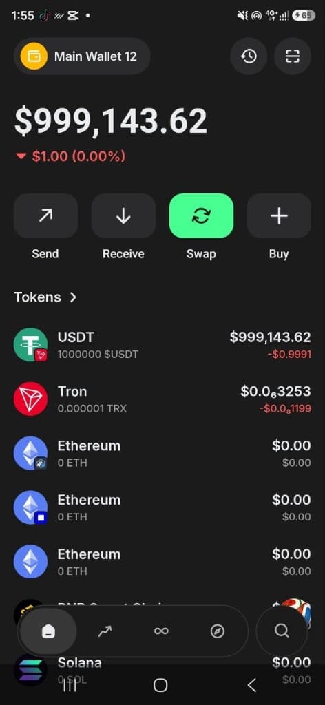 USDT TRC20 Flash wallet proof